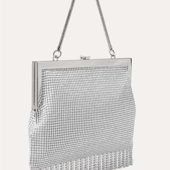 HVN Zoe Fringed Printed Chainmail Tote - Silver - Picture 9 of 11